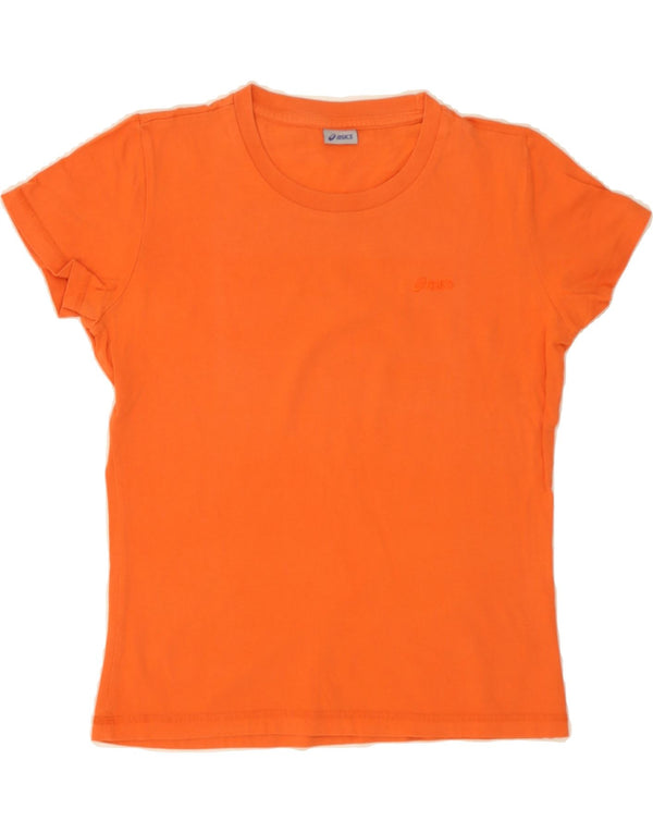 ASICS Womens T-Shirt Top UK 12 Medium Orange Cotton