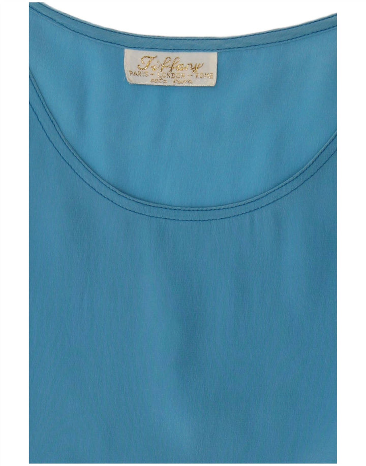 Blusa sin mangas Tiffany para mujer UK 44 Seda azul medio