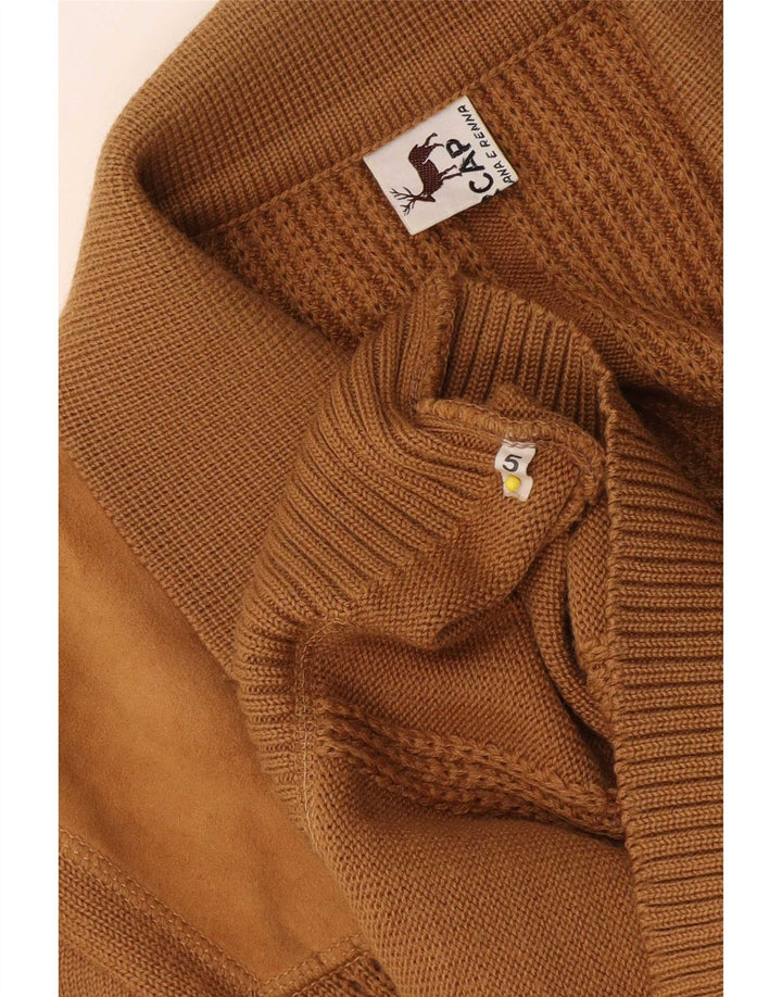 Vintage mujer Cardigan suéter Reino Unido 14 Medio Beige