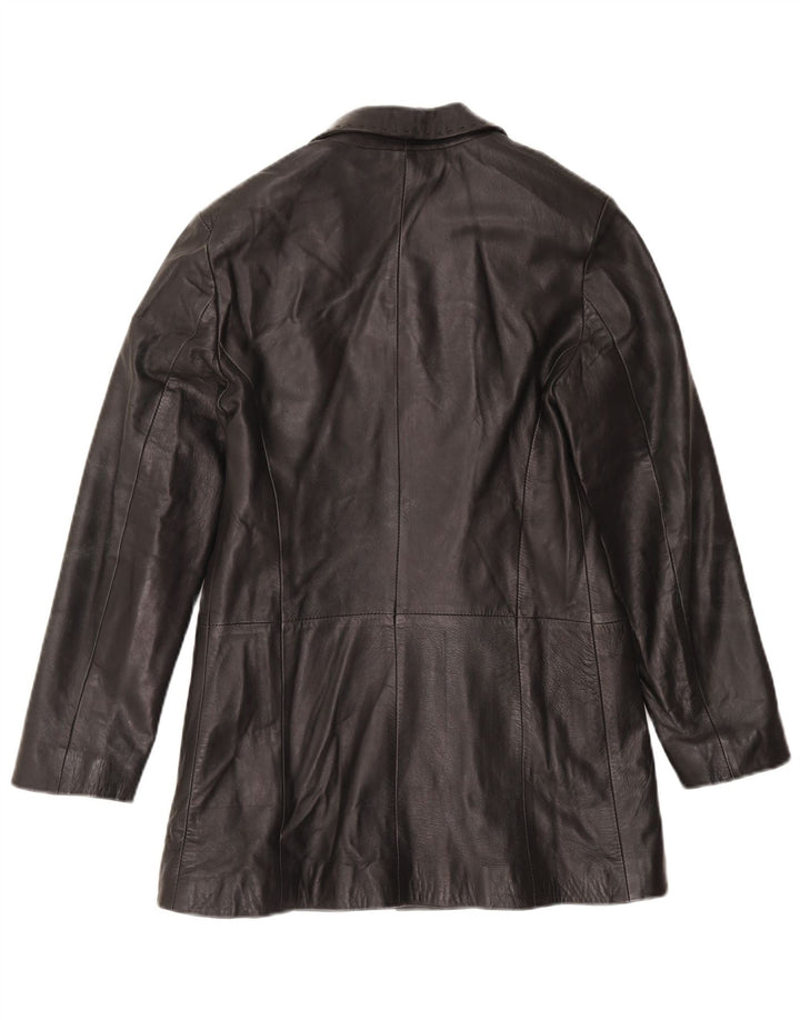 Mira Furs Abrigo de cuero para mujer IT 42 Cuero negro mediano