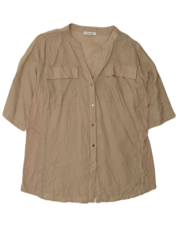 Calvin Klein Camisa de manga corta para mujer UK 40 XL Beige