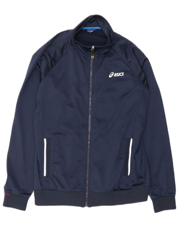 Asics Mens Chándal Top Chaqueta Pequeña Azul Marino Poliéster