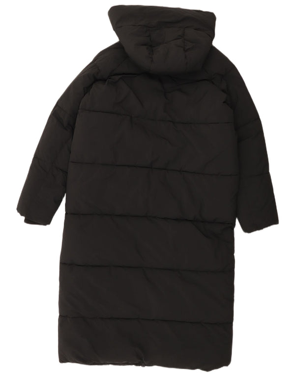 Zara Mujer Abrigo Acolchado Extragrande Con Capucha UK 6 XS Nylon Negro