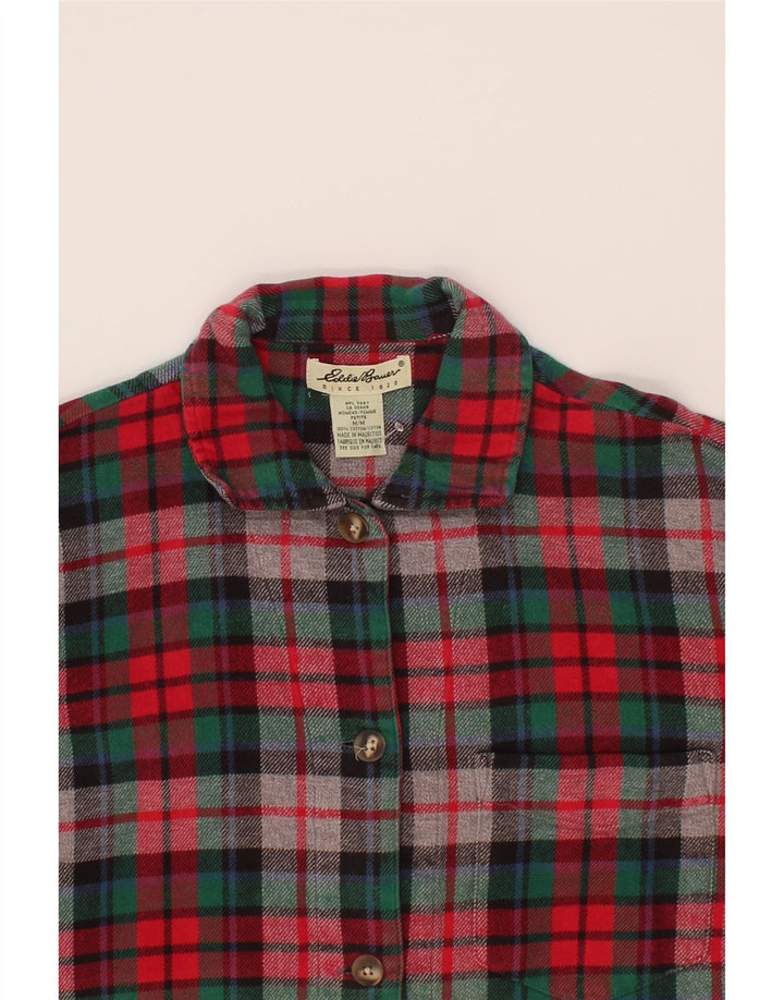 EDDIE BAUER Womens Petite Oversized Overcoat UK 14 Medium Red Check Cotton Vintage Eddie Bauer and Second-Hand Eddie Bauer from Messina Hembry 