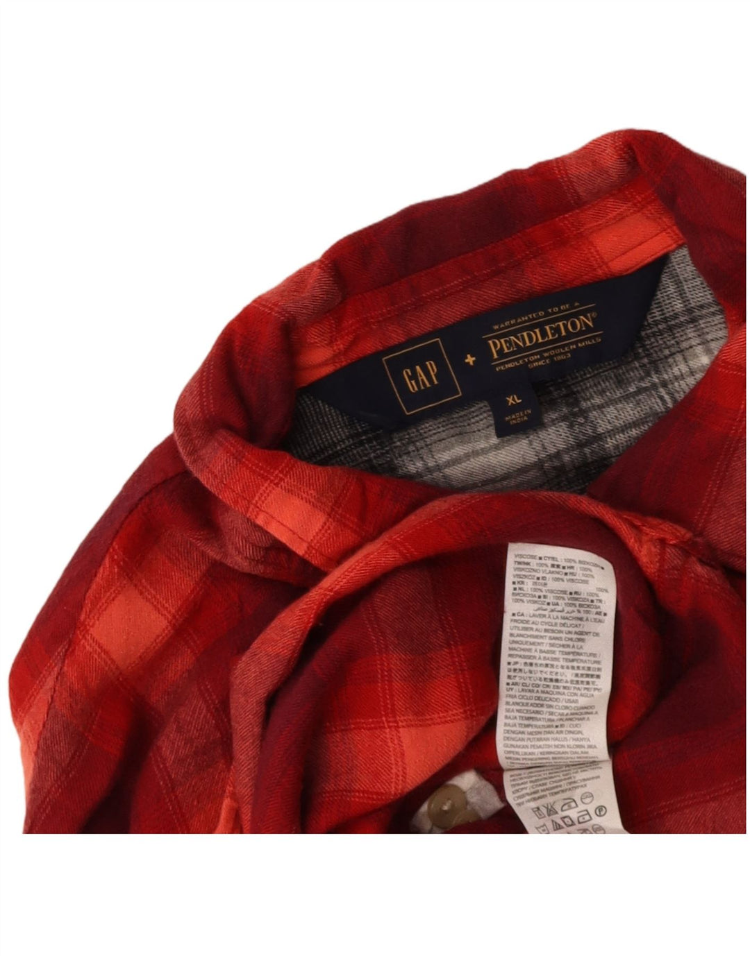 GAP Womens Pendleton Flannel Shirt UK 18 XL Red Check Viscose