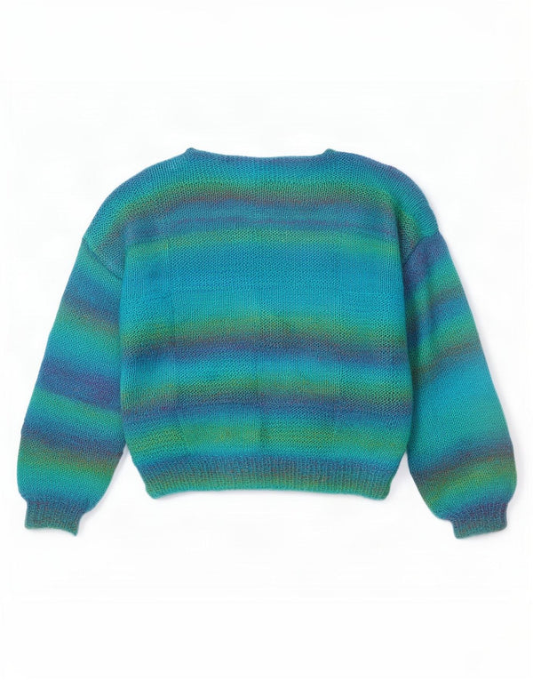 Vintage mujer barco cuello jersey suéter Reino Unido 16 grande multicolor rayas
