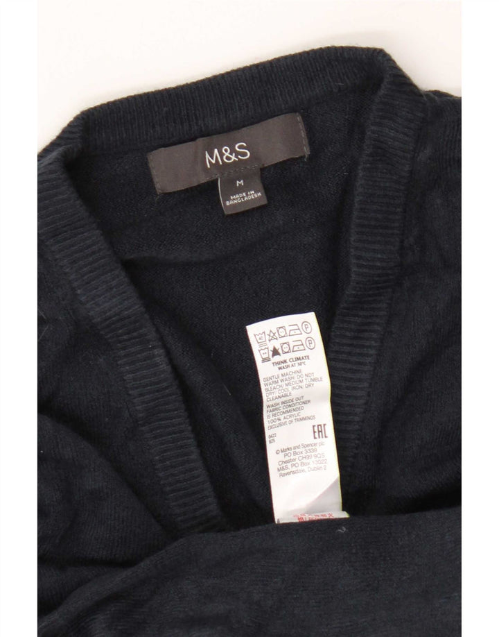 Marks & Spencer Suéter con cuello en V para hombre Acrílico azul marino mediano