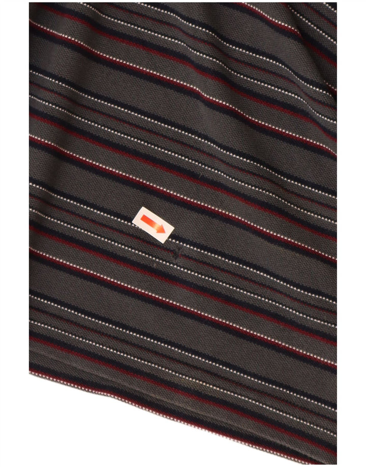 FRED PERRY Polo de manga larga para hombre de algodón a rayas gris medio