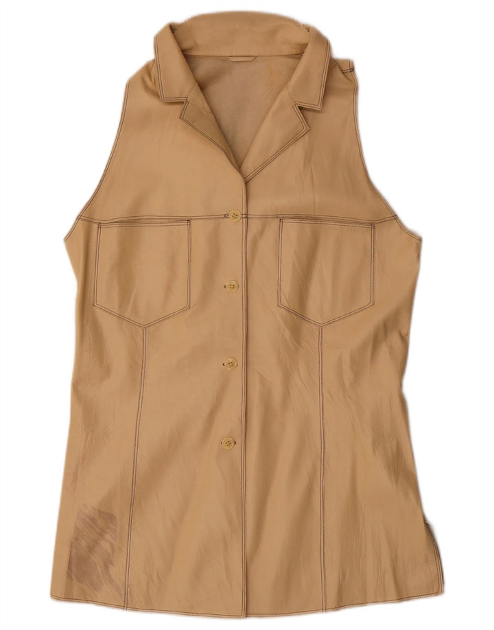 Chaleco de cuero vintage para mujer IT 44 Cuero beige medio