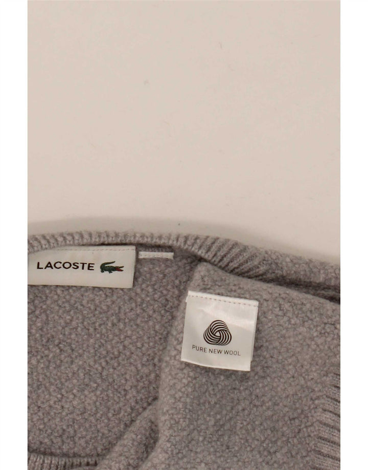 Lacoste Jersey de cuello redondo para mujer UK 10 Small Grey Wool
