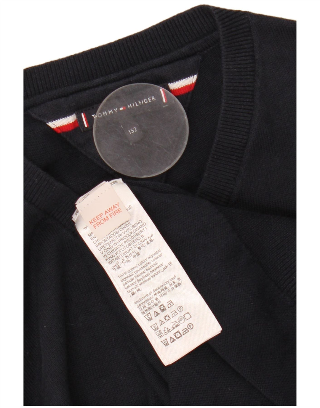 TOMMY HILFIGER Jersey con cuello en V para niño 11-12 años Azul marino Algodón