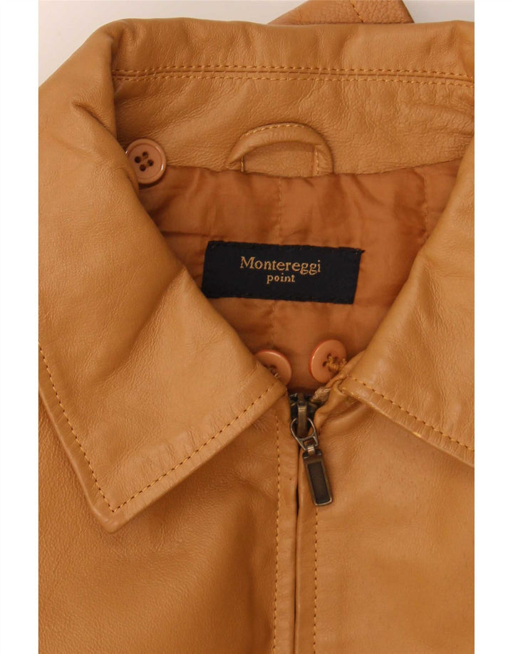 Montereggi Chaqueta de cuero para mujer UK 44 Cuero beige grande