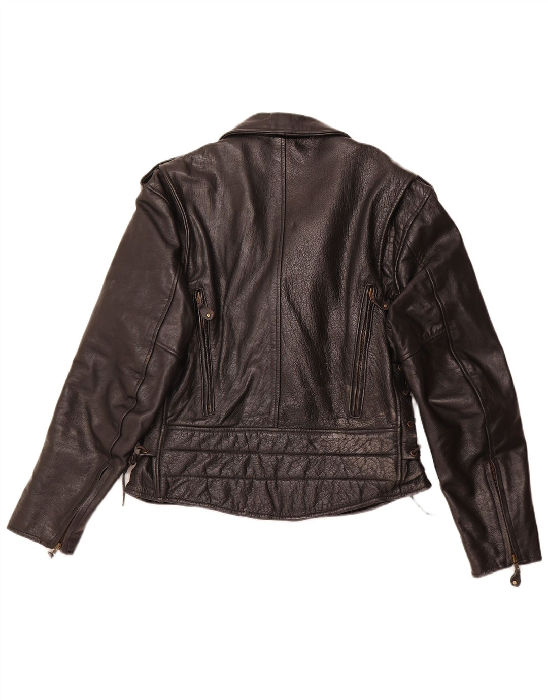 VINTAGE Chaqueta biker de cuero para hombre Reino Unido 36 Pequeño Negro