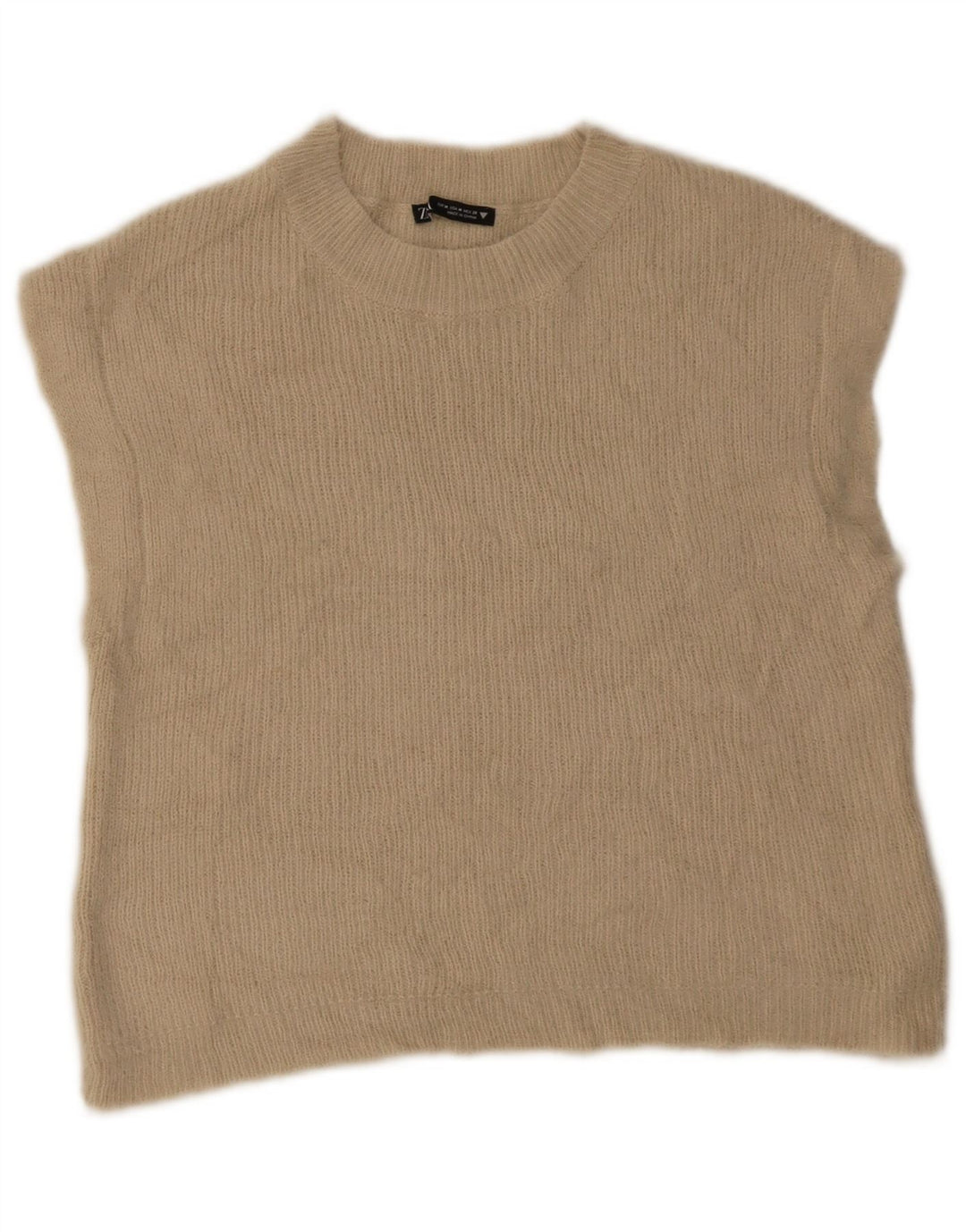 Zara Mujer Chaleco Tank Top Reino Unido 12 Medio Beige Acrílico