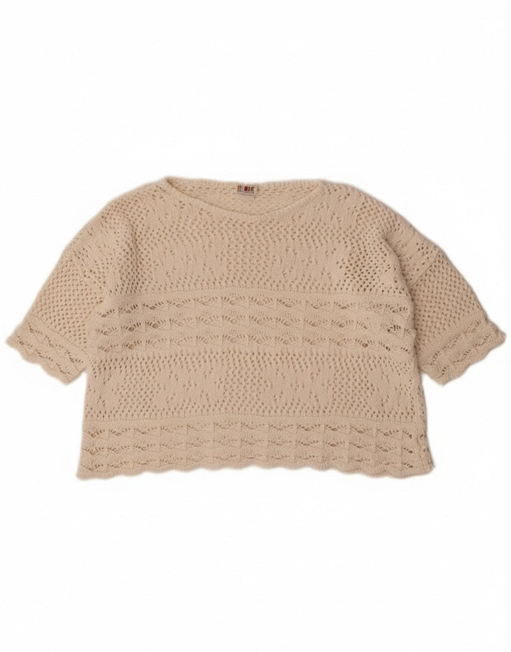 Redok - Jersey corto con cuello barco para mujer, talla 40, color blanco apagado