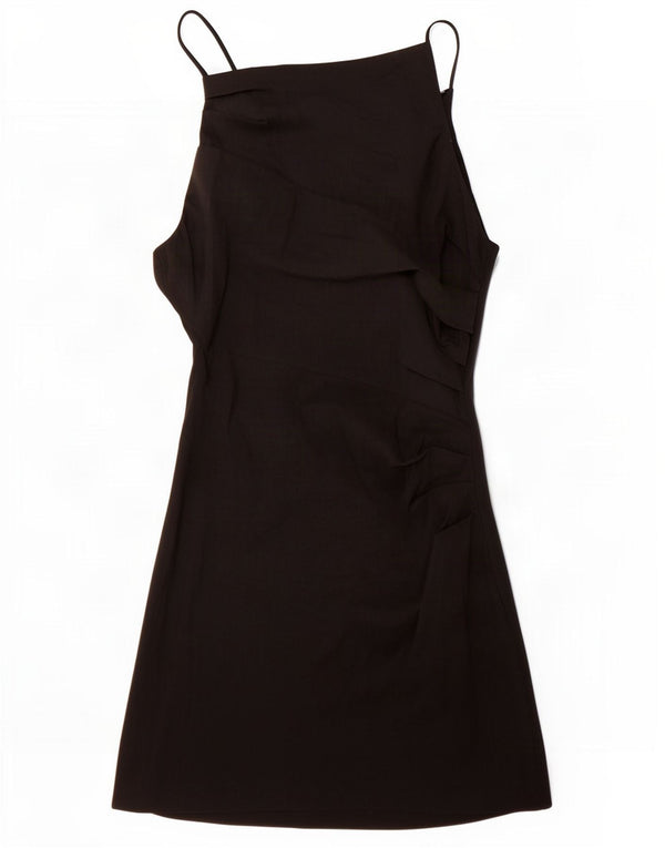 Zara Vestido lencero para mujer UK 40 Mediano Lino negro