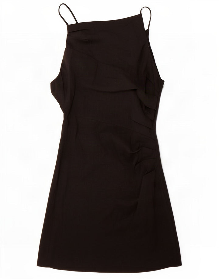Zara Vestido lencero para mujer UK 40 Mediano Lino negro