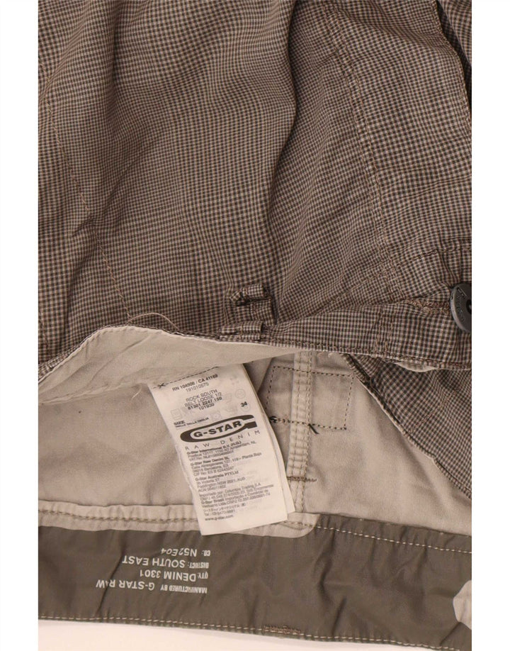 G-Star Pantalones cortos tipo cargo para hombre W34 Algodón a cuadros grises grandes