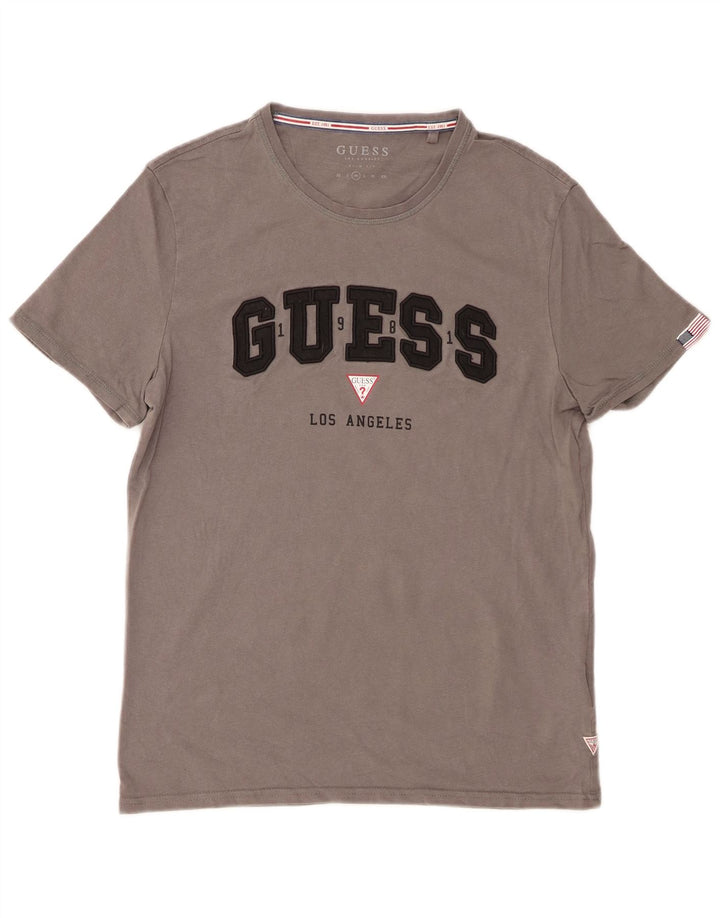 Guess Hombre Slim Fit Graphic Camiseta Top Algodón Gris Medio
