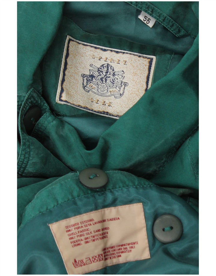 Chaqueta bomber vintage para hombre IT 56 3XL seda verde