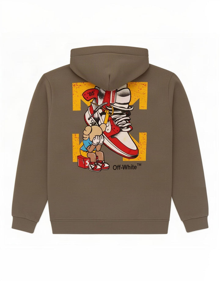 Off-White Jersey con capucha gráfica para hombre 2XL Caqui