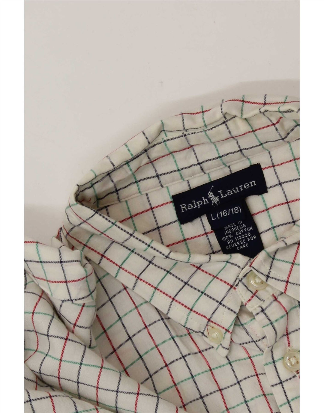 Ralph Lauren Camisa Niño 15-16 Años Grande Blanco Cuadros Algodón