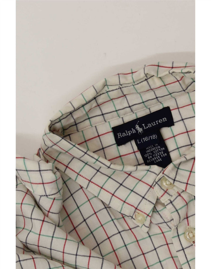Ralph Lauren Camisa Niño 15-16 Años Grande Blanco Cuadros Algodón