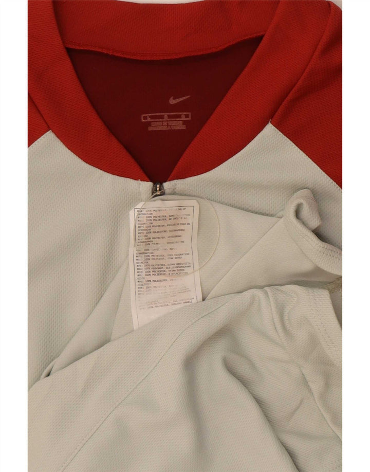 Nike Camiseta con cuello y cremallera para hombre Top grande gris color block Poliéster