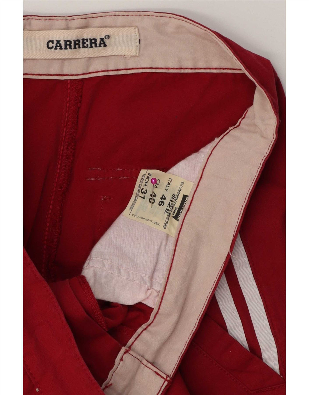 Pantalón Recto Carrera Hombre W31 L31 Algodón Rojo
