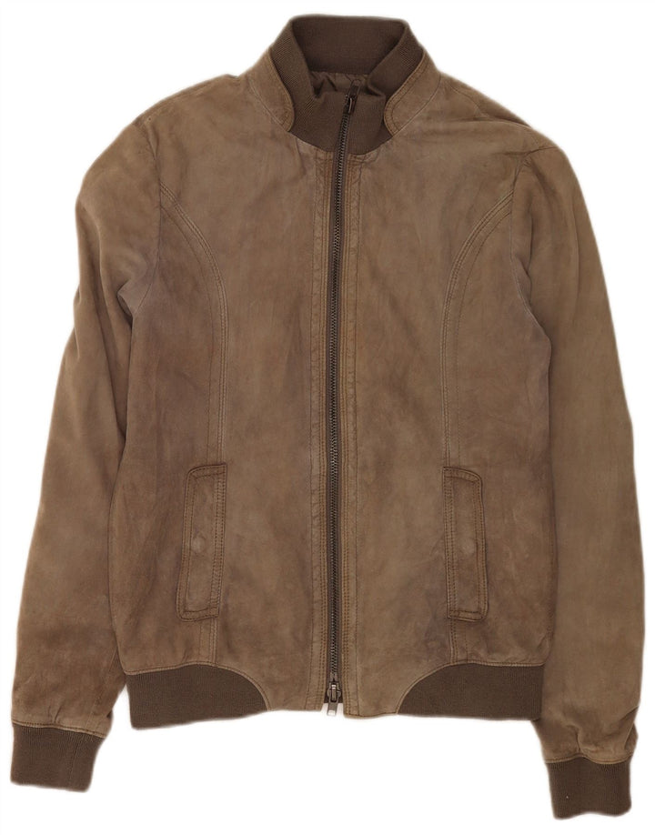 Chaqueta Bomber De Cuero Zen Para Hombre IT 48 Cuero Marrón Medio