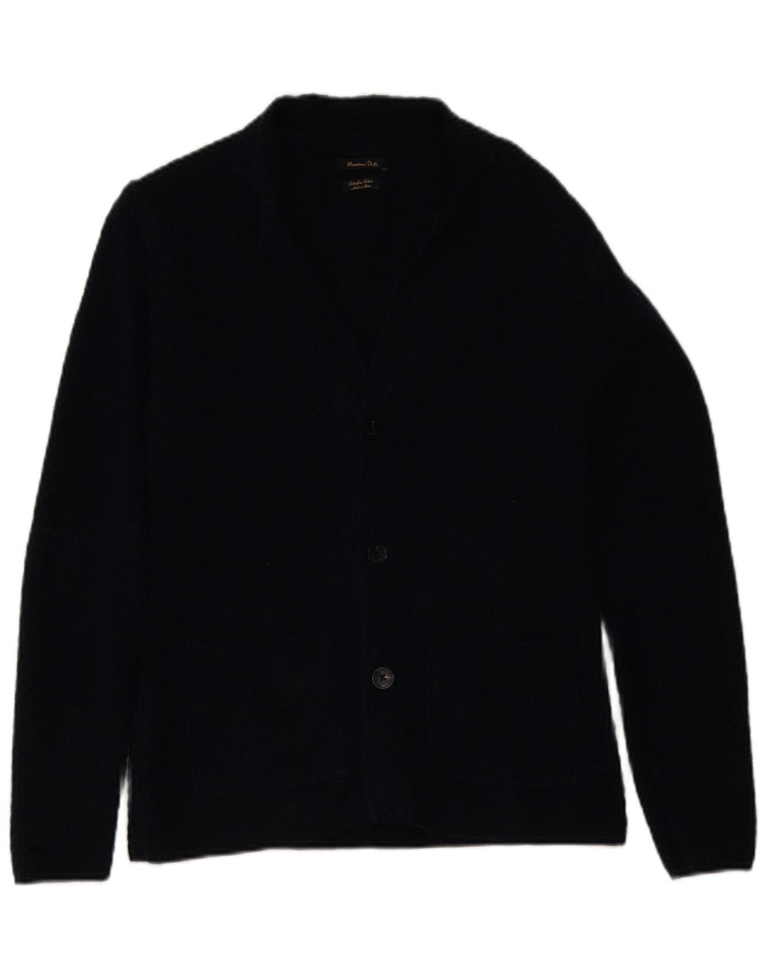Massimo Dutti Jersey Cárdigan Hombre Mediano Azul Marino Algodón