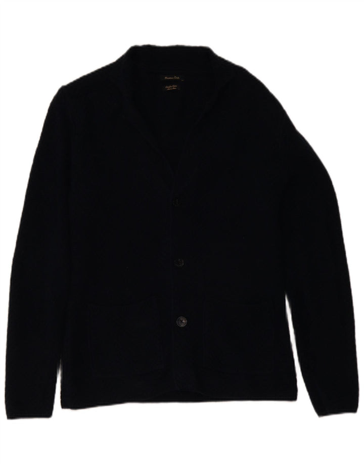 Massimo Dutti Jersey Cárdigan Hombre Mediano Azul Marino Algodón