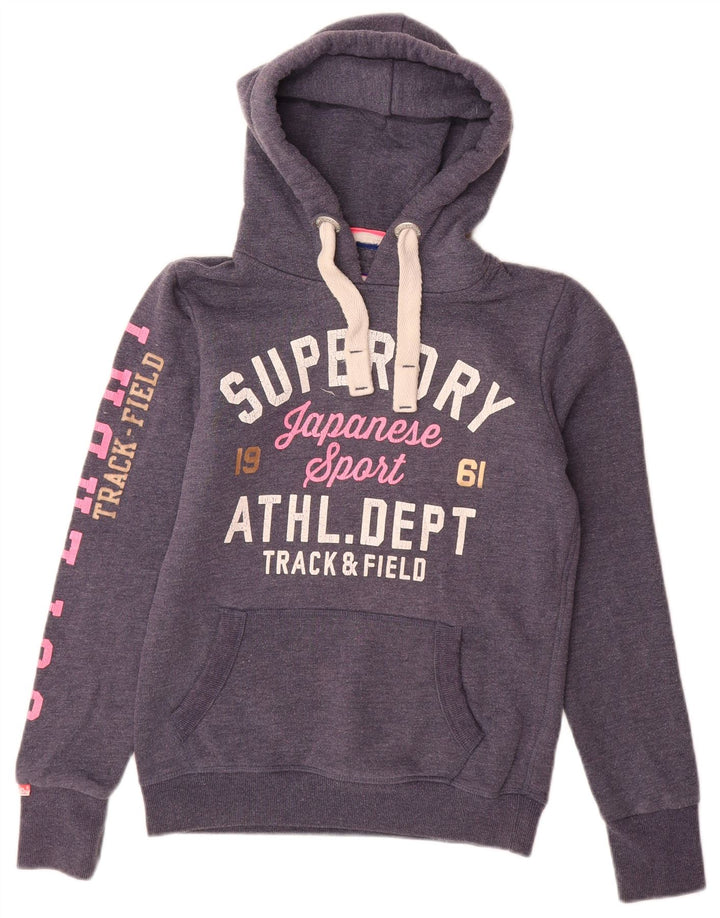 SUPERDRY Jersey con capucha gráfica para mujer UK 6 XS Algodón azul marino