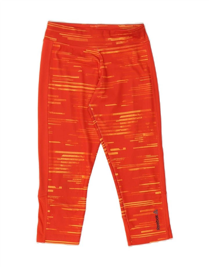 REEBOK Womens Capri Leggings UK 4/6 XS  Orange Striped Polyester Vintage Reebok and Second-Hand Reebok from Messina Hembry 