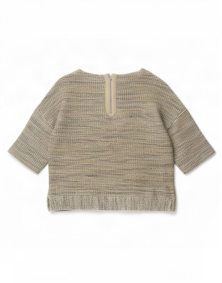 Massimo Dutti Blusa Extragrande Mujer UK 10 Small Algodón Moteado Beige