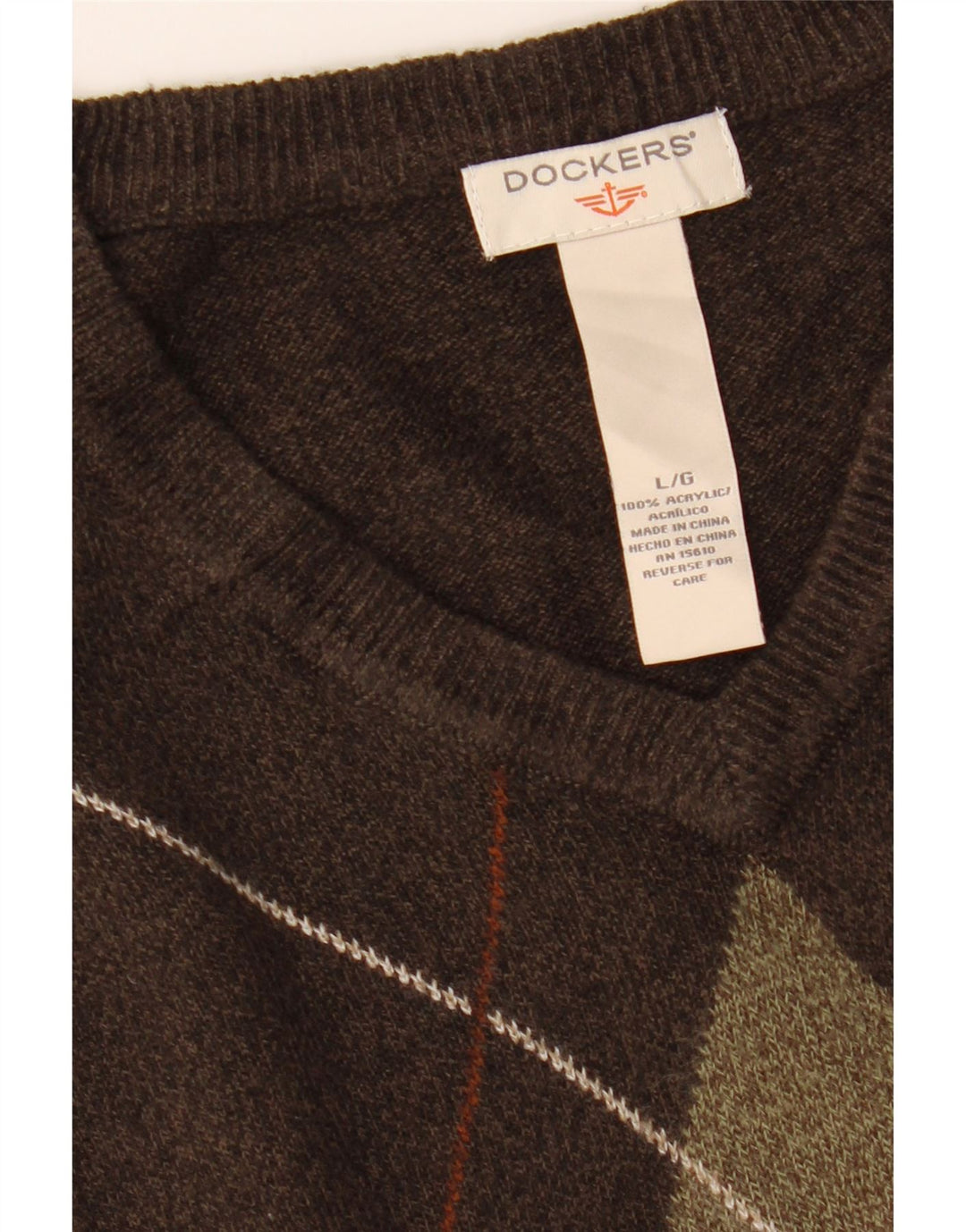 DOCKERS Camiseta sin mangas para hombre, talla grande, marrón, Argyle/Diamond Acrylic