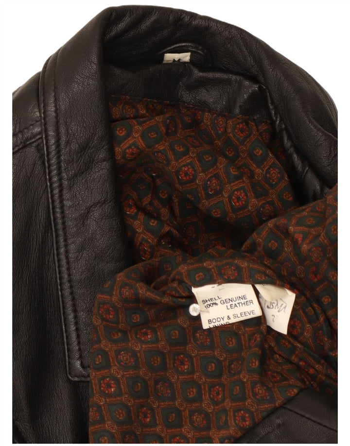 Vintage mujer cuero biker chaqueta Reino Unido 14 cuero negro medio