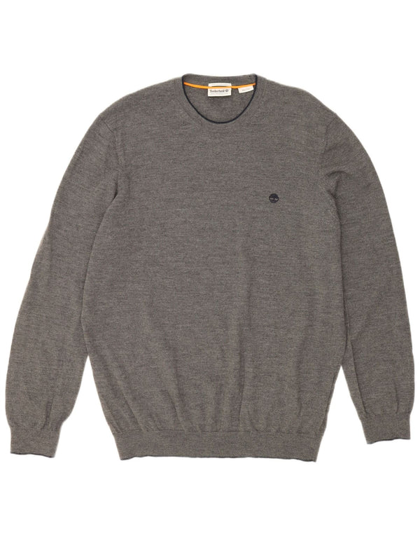 TIMBERLAND Jersey de cuello redondo para hombre, talla 2XL, lana merino gris