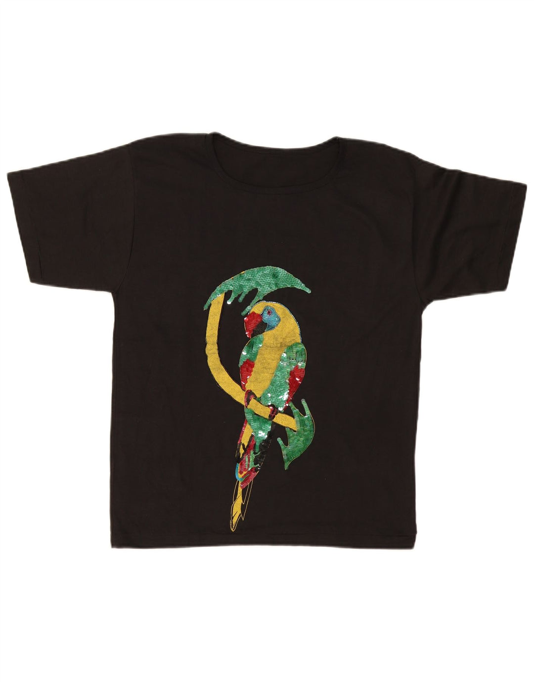 Vintage mujer camiseta gráfica Top UK 14 Medio Negro