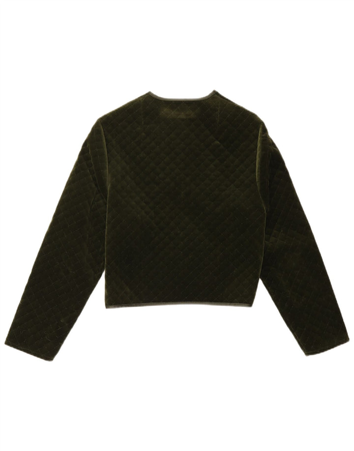 Vintage mujer abierta acolchada chaqueta blazer Reino Unido 14 medio caqui