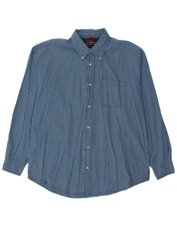 Camisa Wrangler Para Hombre De Algodón A Cuadros Azul Grande