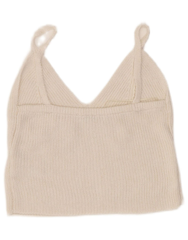 Zara Mujer Crop Top De Punto UK 4 XS Off White Viscosa