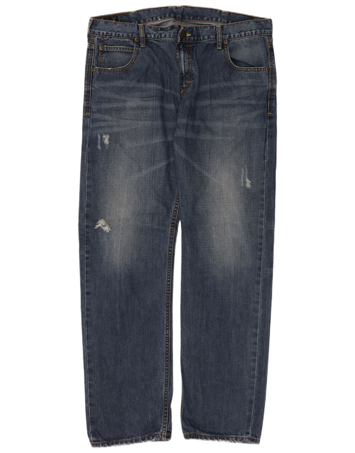 Lee Jeans rectos desgastados Knox para hombre W38 L32 Algodón azul