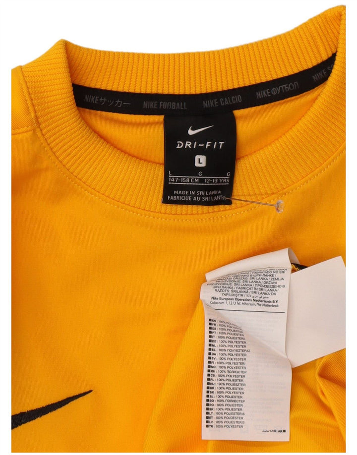 Nike Boys Dri Fit Top manga larga 12-13 años grande amarillo colorblock