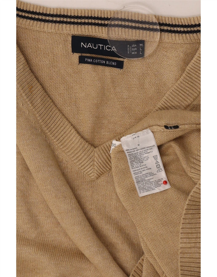 NAUTICA Jersey con Cuello en V para Hombre Algodón Beige Medio