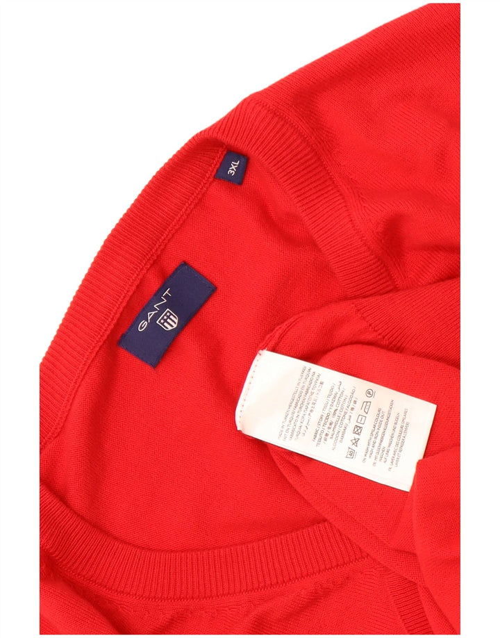 Gant Jersey con cuello en V para hombre, talla 3XL, algodón rojo