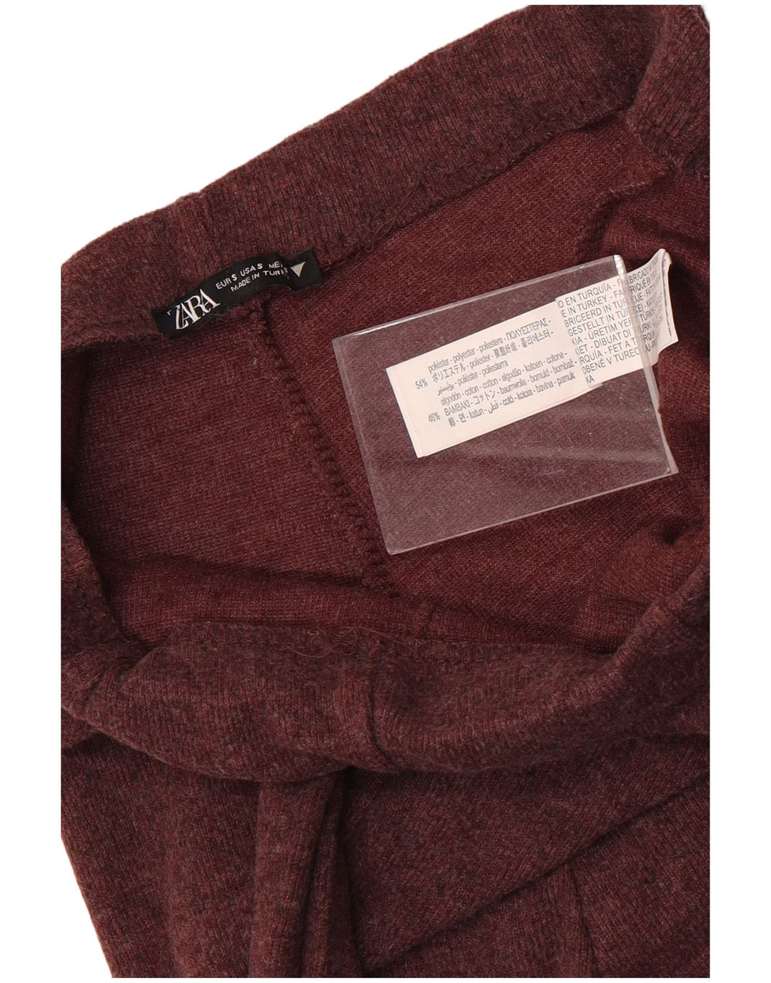 ZARA Pantalón Chándal Mujer UK 8 Small Granate Poliéster