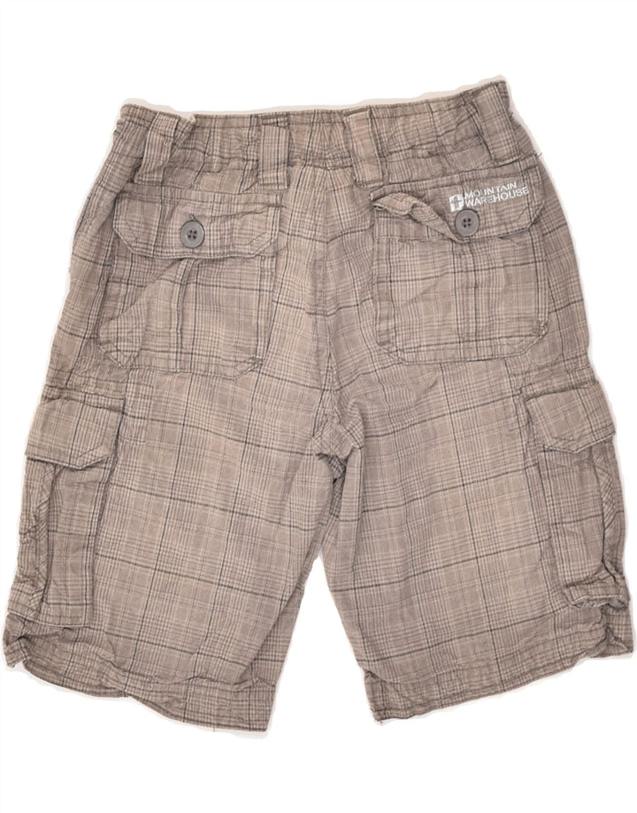 MOUNTAIN WAREHOUSE Pantalones cortos cargo para niños 7-8 años W22 Algodón a cuadros gris