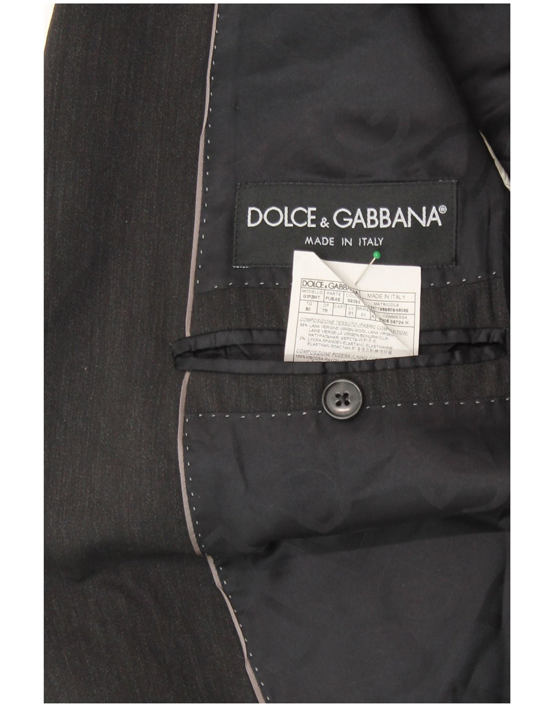 DOLCE & GABBANA Chaqueta tipo blazer de 2 botones para hombre IT 50 Large gris a rayas