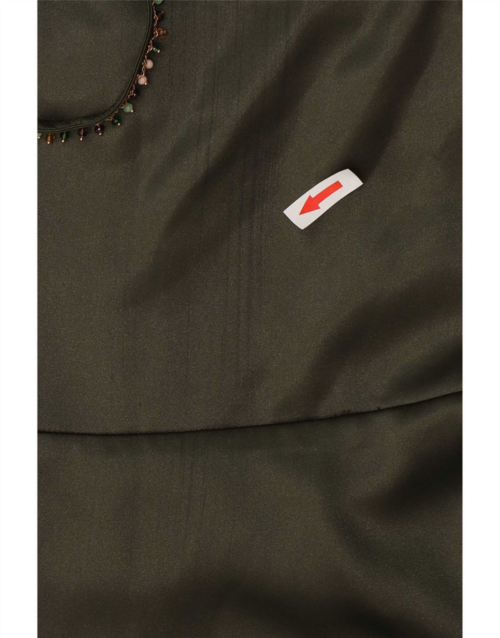 Zara Mujer Maxi Vestido Sin Mangas UK 40 Pequeño Poliéster Verde